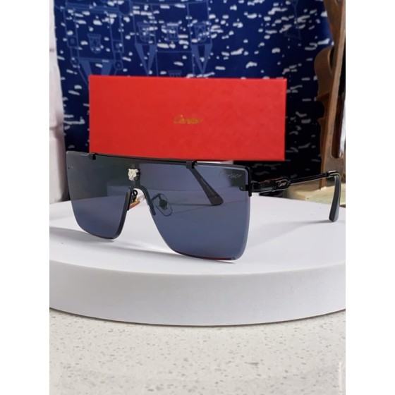 Cartier Black Shield Sunglasses with Panther Head Detail